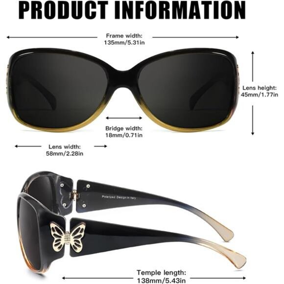 Polarized Sunglasses for Women Trendy Wraparound Butterfly Decoration main image 5